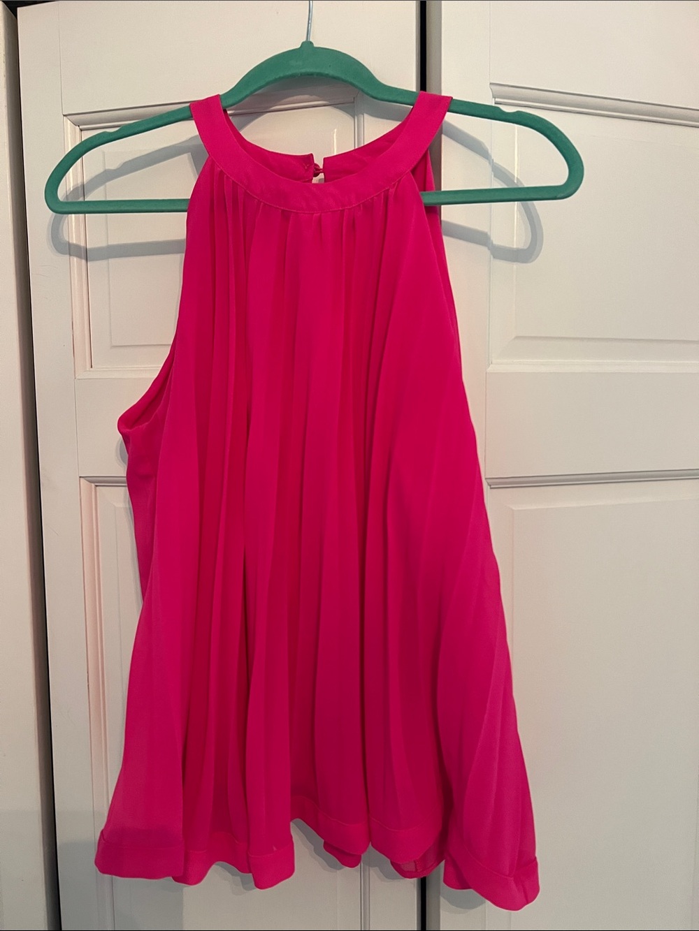 THML Vibrant Hot Pink Pleated Halter Camisole
